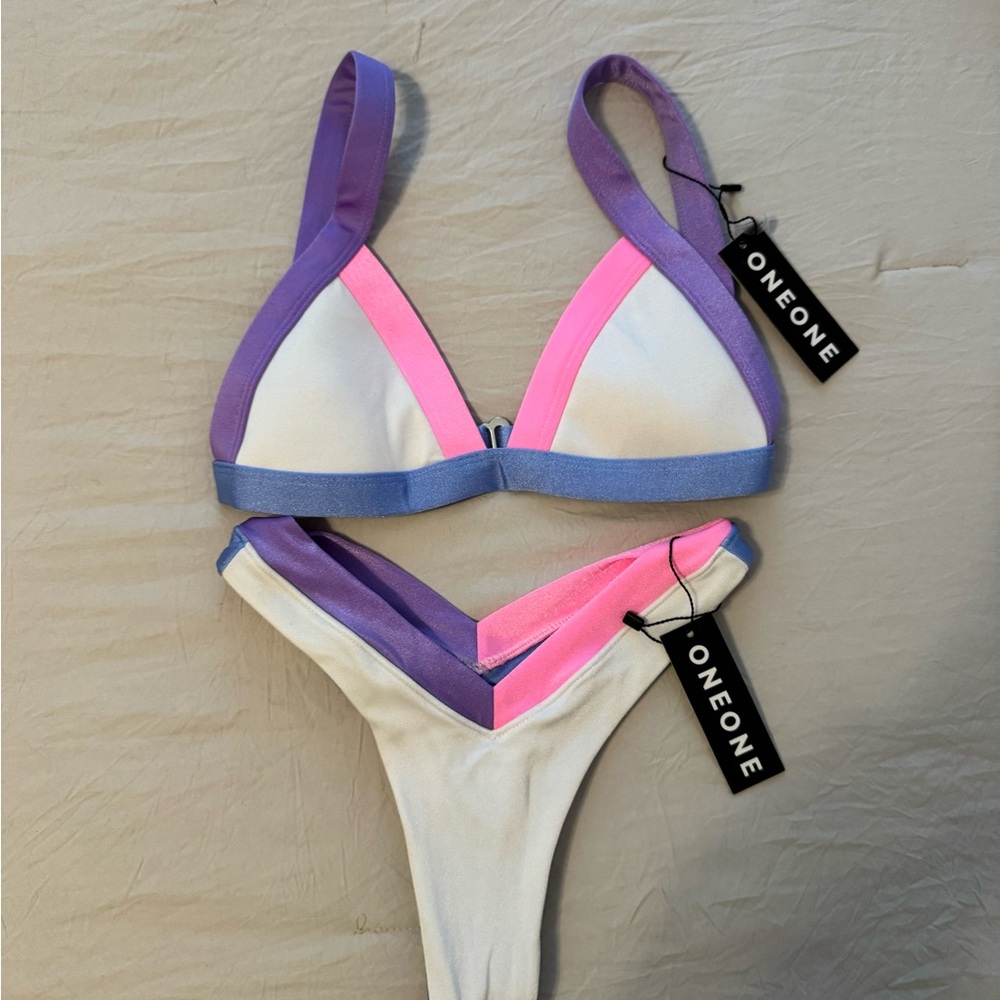Women's Purple and Pink Bikini Set